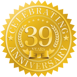 Celebrating 39 Years Anniversary Badge